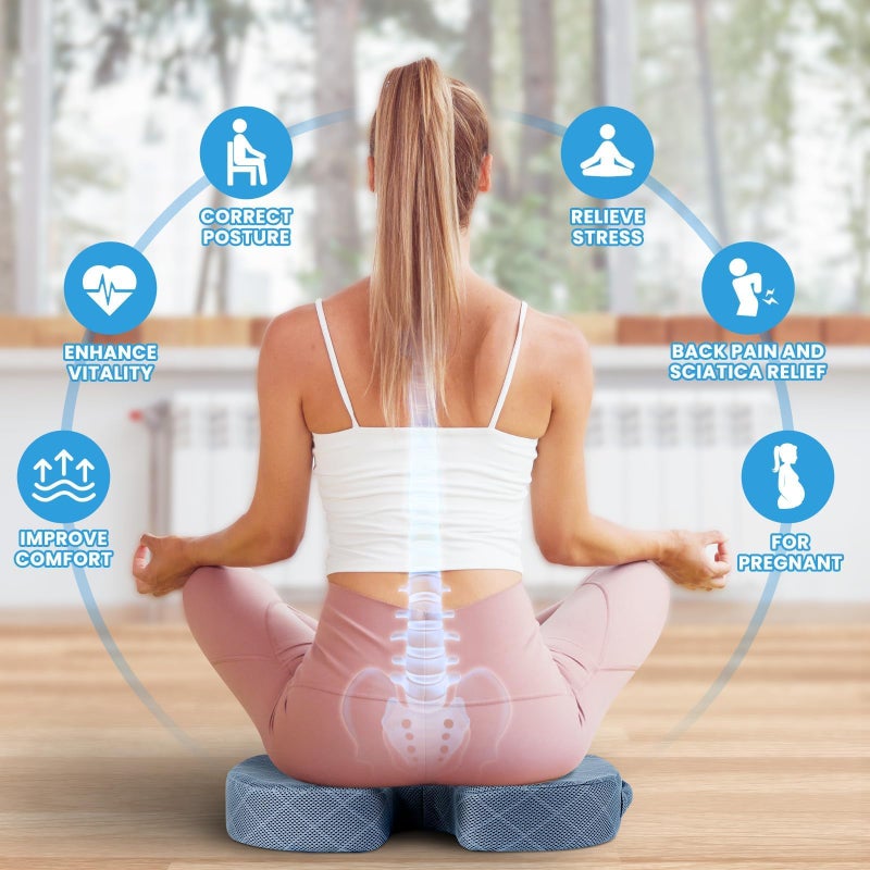 TushGuard Office/Car Seat Cushion, Non-Slip Sciatica & Back Coccyx Tailbone Pain Relief Chair Pad, Memory Foam Butt Pillow for Computer Desk, Wheelchair, Driving (Light Blue) - Image 4