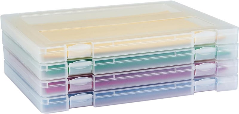 SYOSI 4 Pack Thick Plastic A4 Paper Storage Case, 8.5 x 11 Inch Portable Project Box, Multipurpose Organizer for Scrapbook, Craft & Office Art Supplies - Image 1