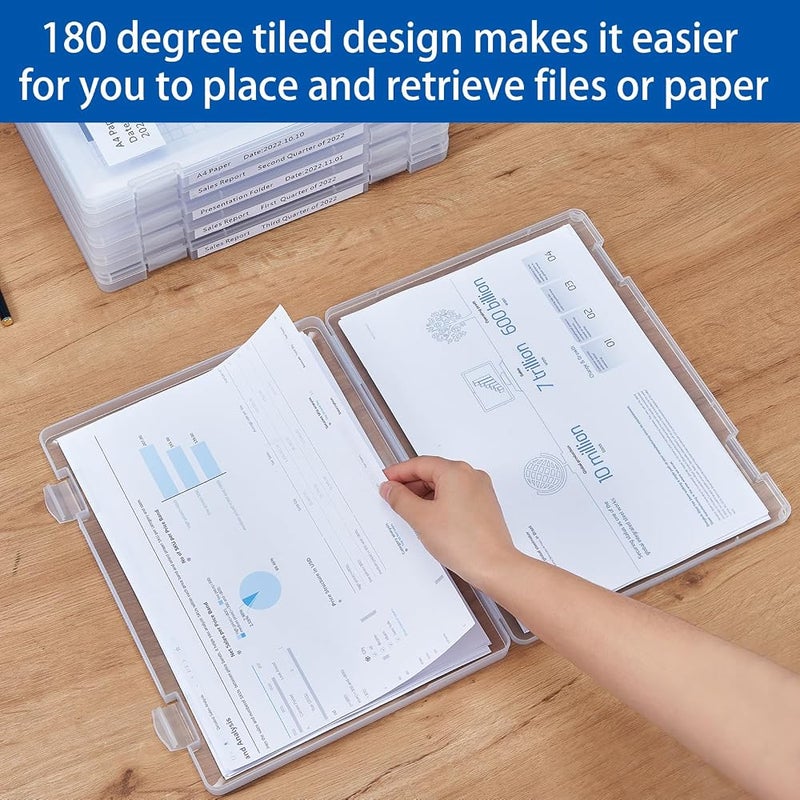 SYOSI 4 Pack Thick Plastic A4 Paper Storage Case, 8.5 x 11 Inch Portable Project Box, Multipurpose Organizer for Scrapbook, Craft & Office Art Supplies - Image 5