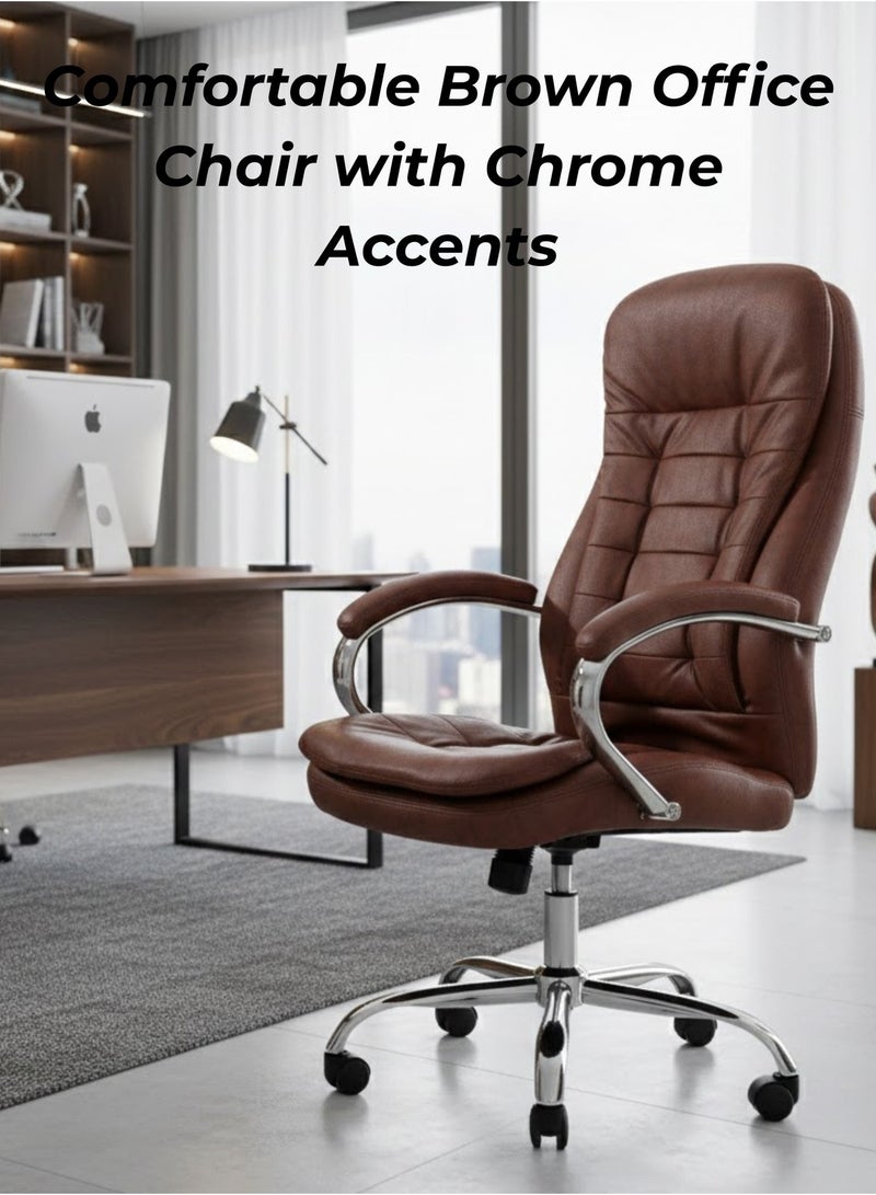 FURALUX Comfortable Ergonomic Office Chair with Chrome Base – Adjustable Height, Swivel Desk Chair for Home & Office, Modern Professional Guest & Study Seating, Durable & Stylish - Image 1