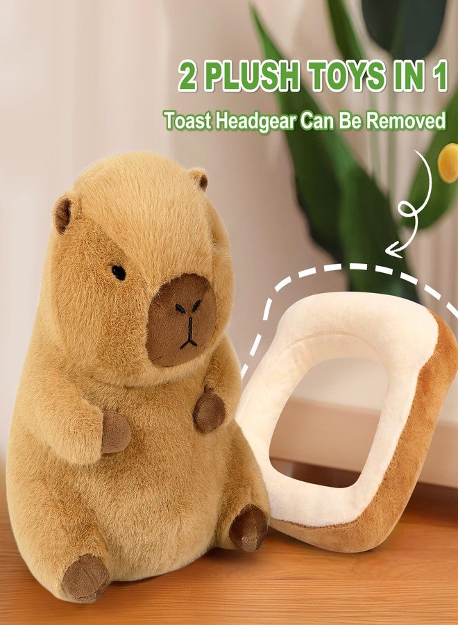 Ditucu Cute Capybara Plush Pillow with Wearable Toast Headgear Stuffed Animal Bread Capibara Plushies Toys Gifts for Kids Brown 11 inch - Image 2