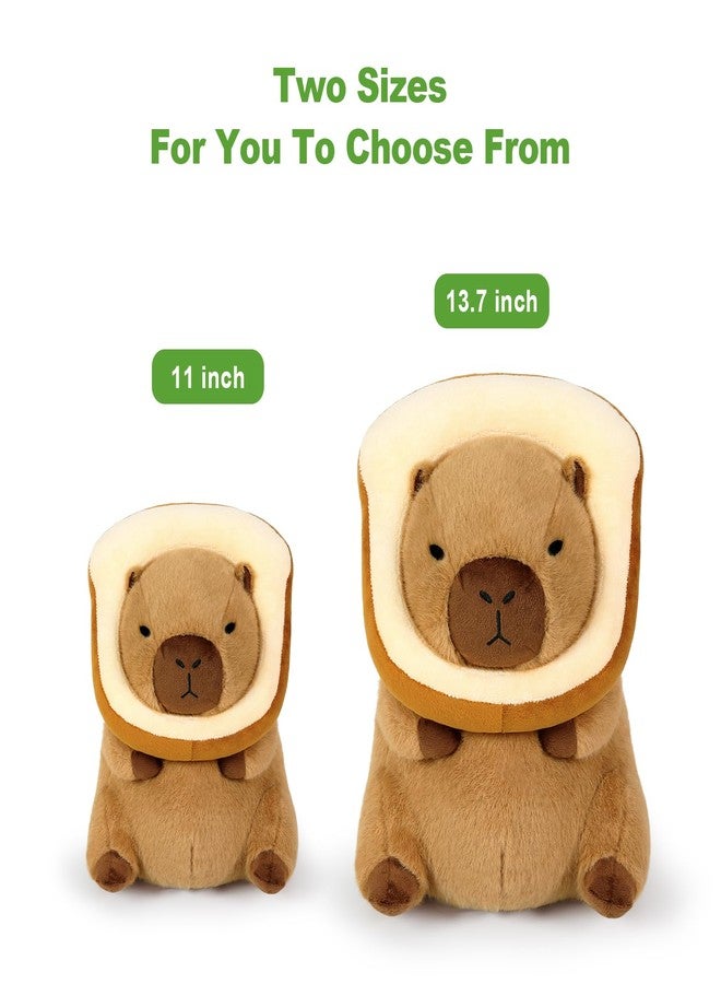 Ditucu Cute Capybara Plush Pillow with Wearable Toast Headgear Stuffed Animal Bread Capibara Plushies Toys Gifts for Kids Brown 11 inch - Image 3