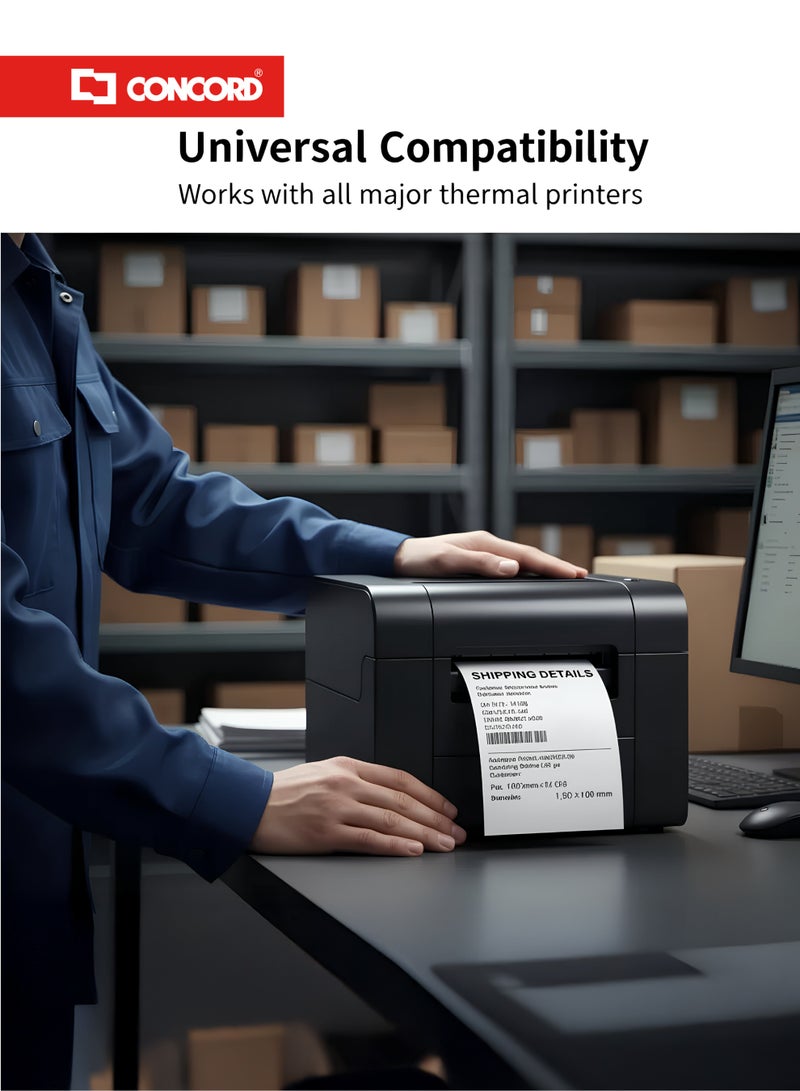 كونكورد ملصقات شحن حرارية 100×150مم، 500 ملصق لكل رول، خالية من BPA - Image 4