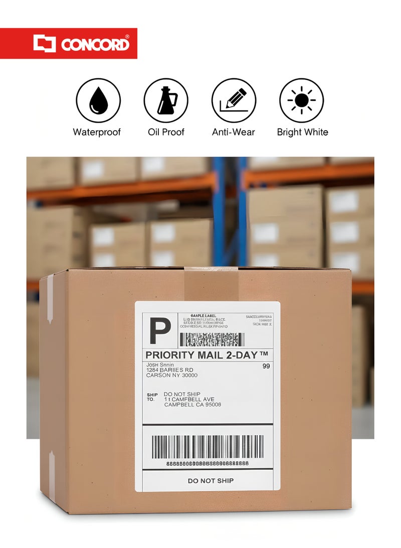 كونكورد ملصقات شحن حرارية 100×150مم، 500 ملصق لكل رول، خالية من BPA - Image 3