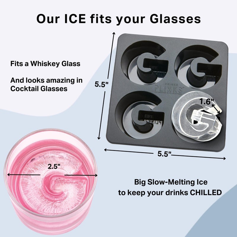 DrinksPlinks Letter G Ice Cube Tray - Large Silicone Ice Cube Trays - Personalized G Monogram Gifts & Initial Drinks. Customized Gifts & Fancy Cocktail Accessories. Fun Cocktail & Gin Ice Molds. - Image 4