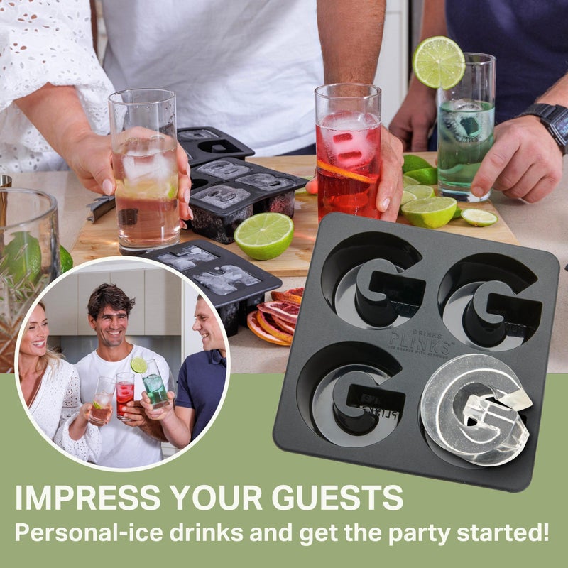 DrinksPlinks Letter G Ice Cube Tray - Large Silicone Ice Cube Trays - Personalized G Monogram Gifts & Initial Drinks. Customized Gifts & Fancy Cocktail Accessories. Fun Cocktail & Gin Ice Molds. - Image 3