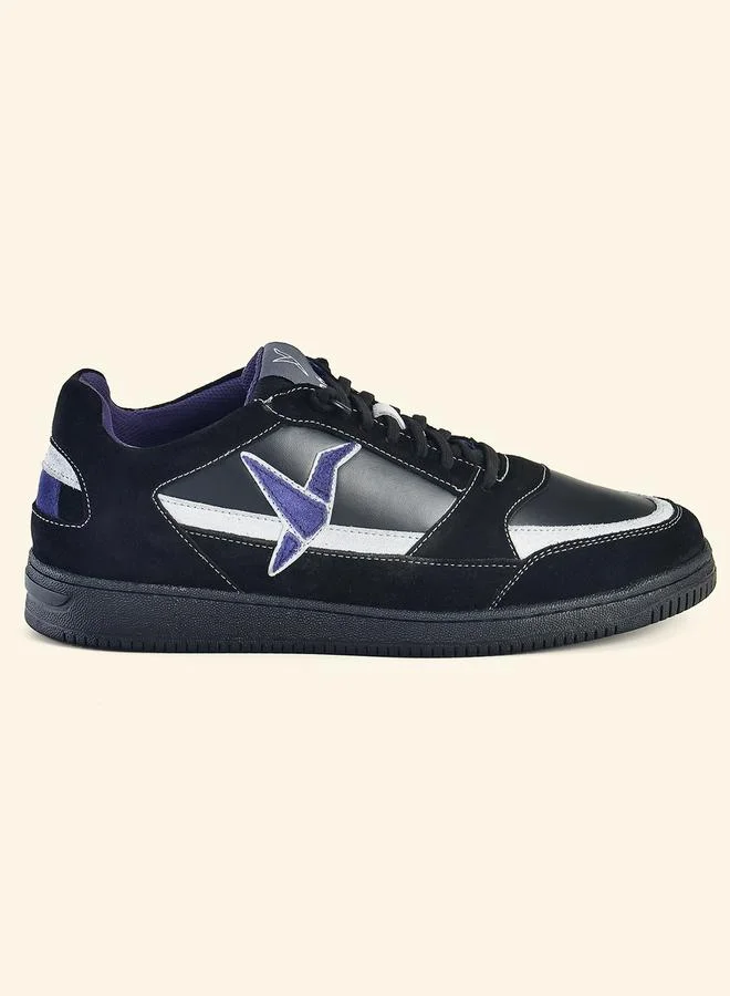 YOHO Men Black Textured Logo Detail Sneakers