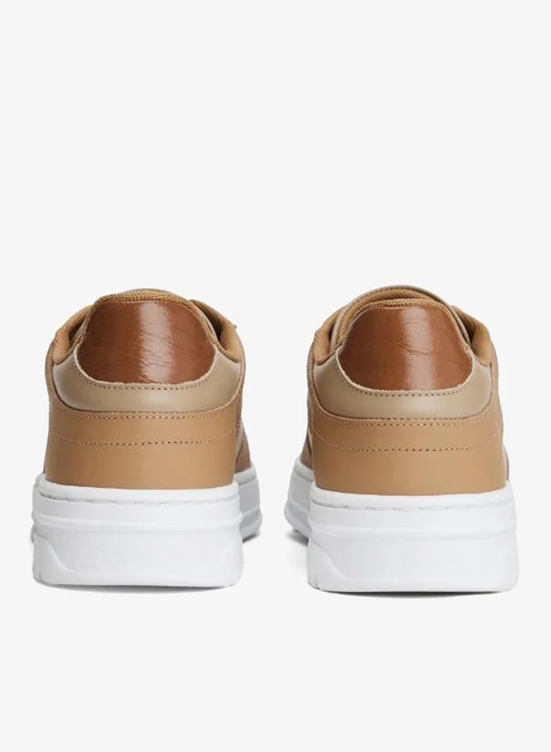 Tommy Hilfiger Beige Sporty Cupsole Leather Sneakers for Women | Best Price UAE