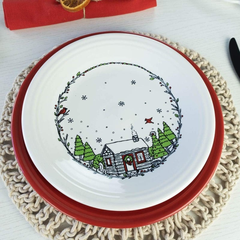 Fiesta 105 Round Dinner Plate  Christmas Whimsy White - Image 3