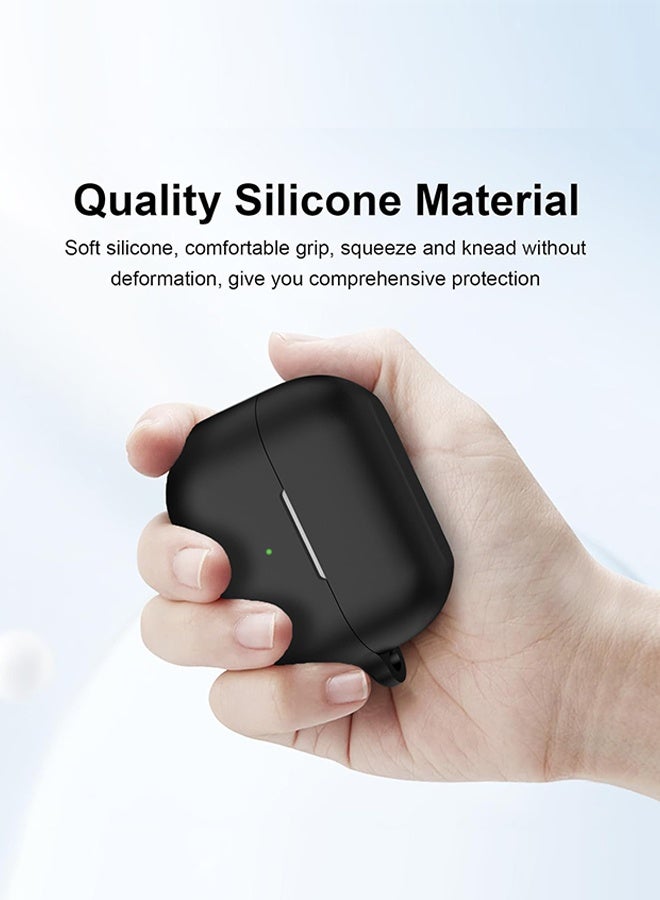 بشكل مختصر Silicone case with keyring for Samsuحافظة سيليكون مع مقبض المفاتيح لـ Samsung Galaxy Buds 3/3 Pro 2024، حافظة ومقبض ومقابض المفاتيح المحمية ومقاومة الصدمات لـ Samsung Galaxy Buds (أسود) - Image 2