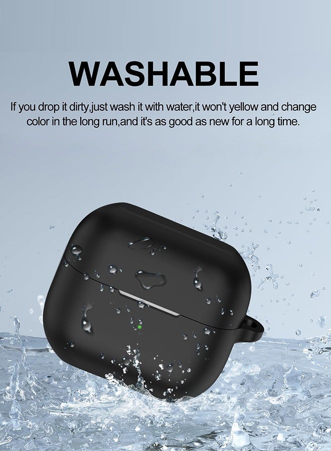 بشكل مختصر Silicone case with keyring for Samsuحافظة سيليكون مع مقبض المفاتيح لـ Samsung Galaxy Buds 3/3 Pro 2024، حافظة ومقبض ومقابض المفاتيح المحمية ومقاومة الصدمات لـ Samsung Galaxy Buds (أسود) - Image 4