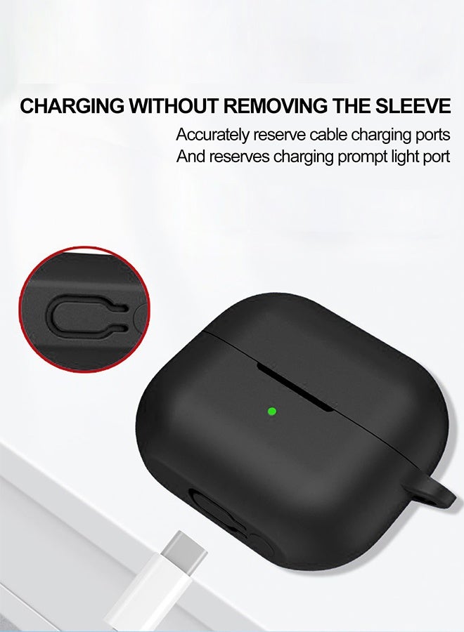 بشكل مختصر Silicone case with keyring for Samsuحافظة سيليكون مع مقبض المفاتيح لـ Samsung Galaxy Buds 3/3 Pro 2024، حافظة ومقبض ومقابض المفاتيح المحمية ومقاومة الصدمات لـ Samsung Galaxy Buds (أسود) - Image 5