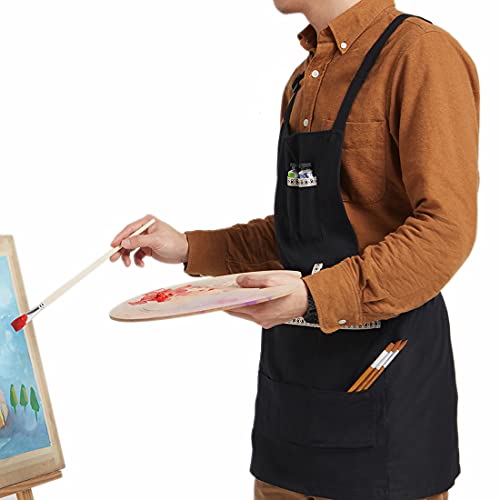 FreeNFond Adjustable Artist Apron with Pockets for Women Men Canvas Painting Aprons for Arts Gardening Utility or Work - Image 5