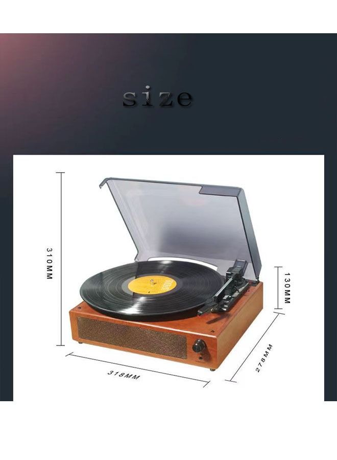 Brown Portable Gramophone Vinyl Record Player Vintage Turntable Phonograph with Built-in Stereo Speakers Bluetooth - Image 2