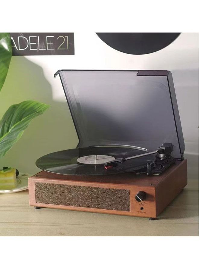 Brown Portable Gramophone Vinyl Record Player Vintage Turntable Phonograph with Built-in Stereo Speakers Bluetooth - Image 3
