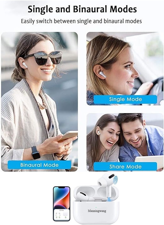 Manningwang - Manningwang Wireless Earbuds,Headphones 24Hrs Playtime with Charging Case, IPX5 Waterproof Stereo in-Ear Earphones with Microphone - Image 1