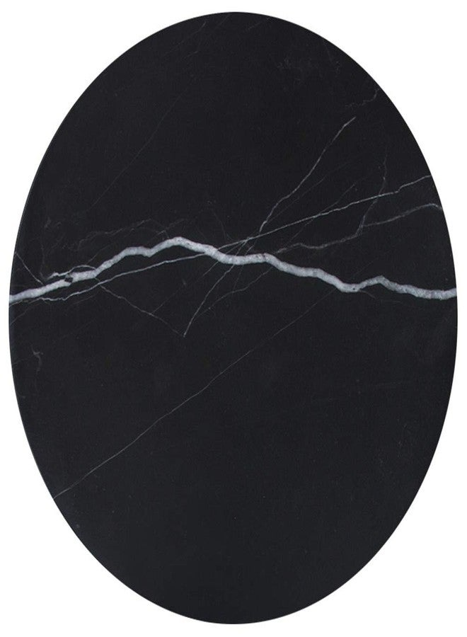 StonePlus Natural Round Marble Tray Glossy Pastry Board for Dessert, Cheese, Coffee, Appetizers (Black Marquina) - Image 1