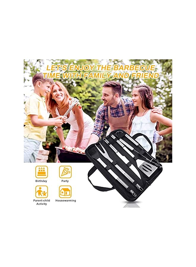 PROMASS Tools Set, 5Pcs Stainless Steel Portable Grill Accessories, For Home Patio Backyard Grilling Lawn Camping Hiking, Picnics Kitchen, Grill Tool With Knife Brush Fork Spatula Tong, With Oxford Bag - Image 4