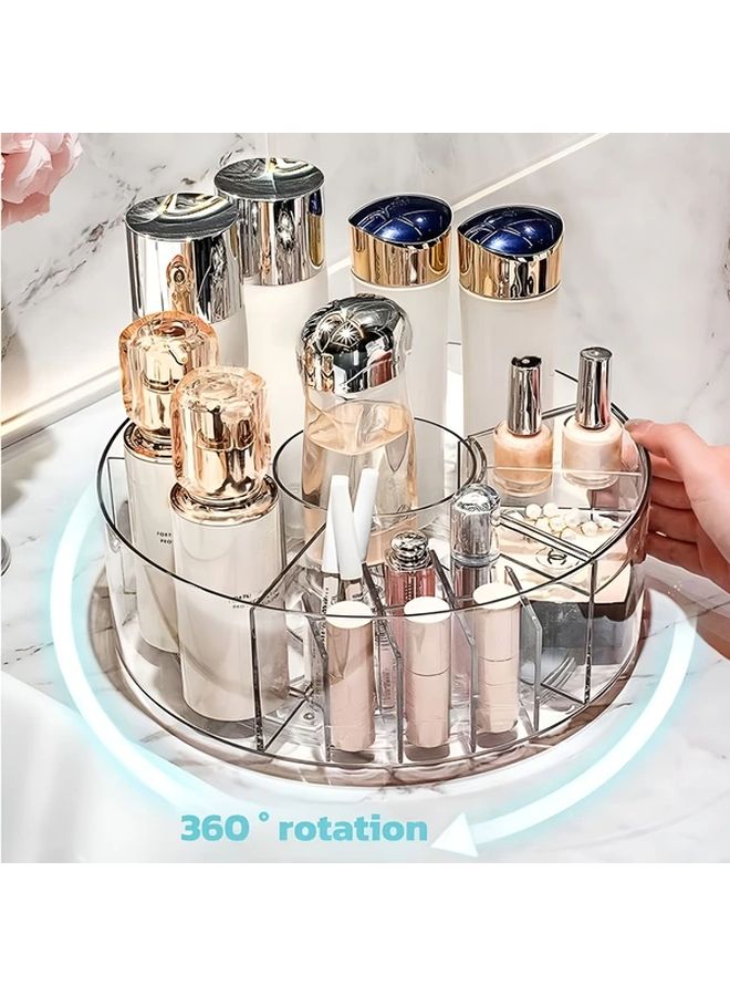Transparent 360 Rotating Makeup Organizer Large Capacity Cosmetic Storage Box With Stand - Image 1