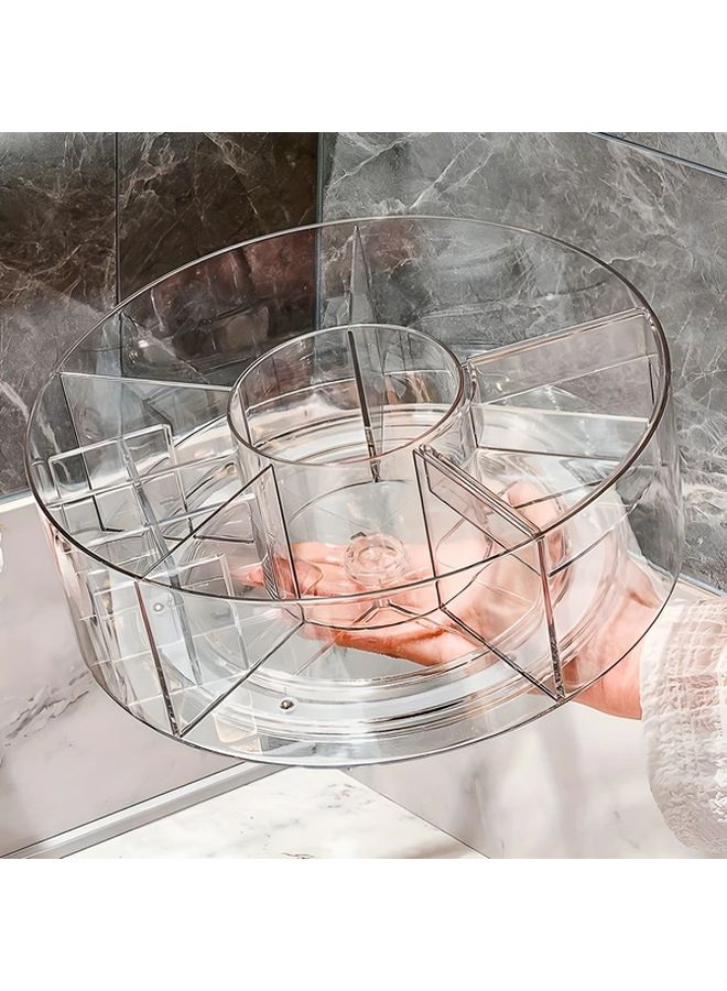 Transparent 360 Rotating Makeup Organizer Large Capacity Cosmetic Storage Box With Stand - Image 5