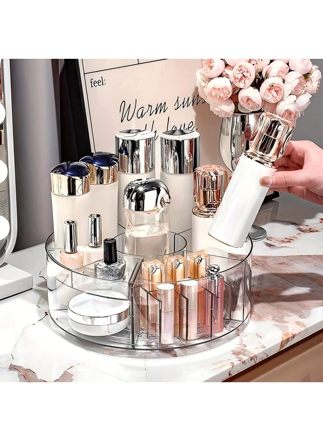 Transparent 360 Rotating Makeup Organizer Large Capacity Cosmetic Storage Box With Stand - Image 2