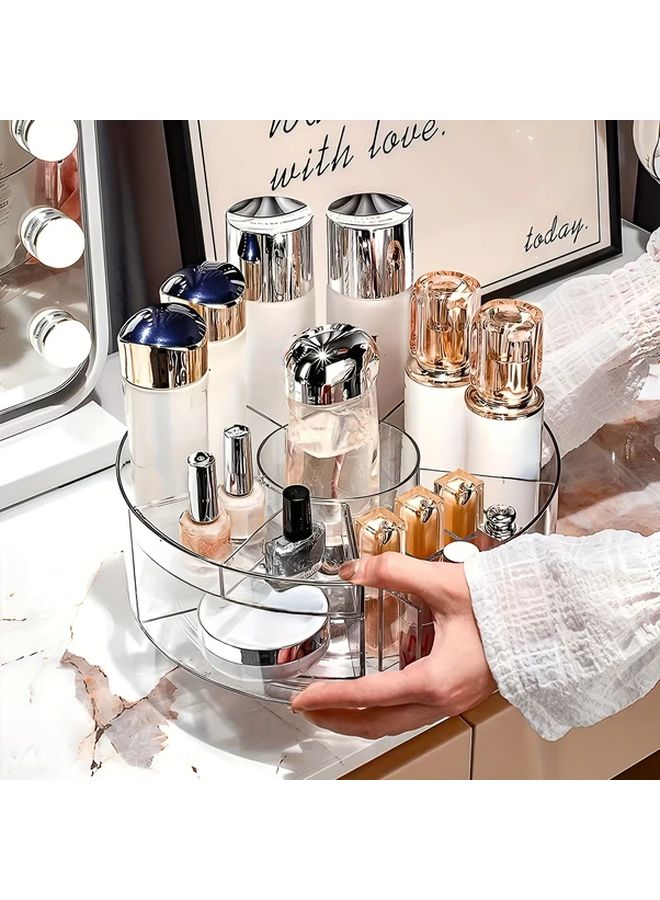 Transparent 360 Rotating Makeup Organizer Large Capacity Cosmetic Storage Box With Stand - Image 4
