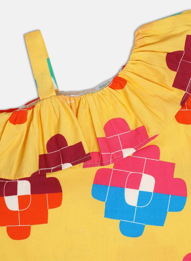 MINIKLUB Girls Printed One-Shoulder Cotton Top - Image 3