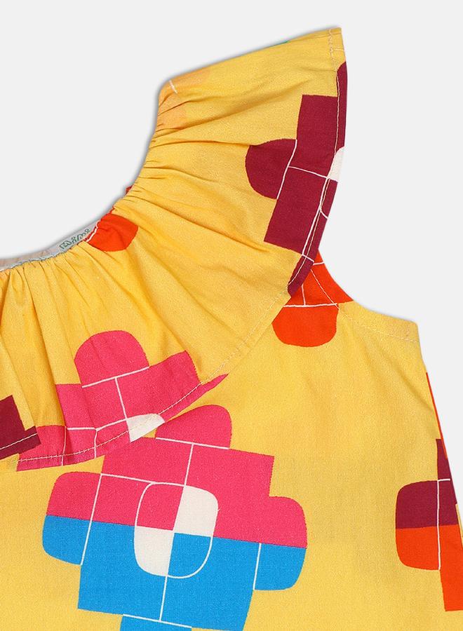 MINIKLUB Girls Printed One-Shoulder Cotton Top - Image 4