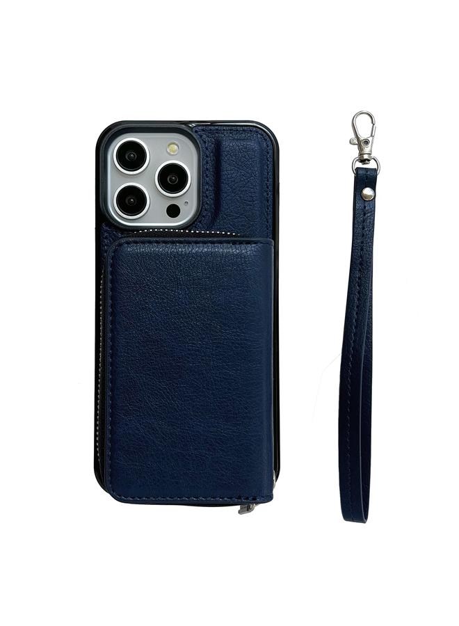 Zaboon Case For iPhone 13 Pro Max Solid Color Zipper 11-Card Slots Bag Phone Case with Lanyard - Image 2