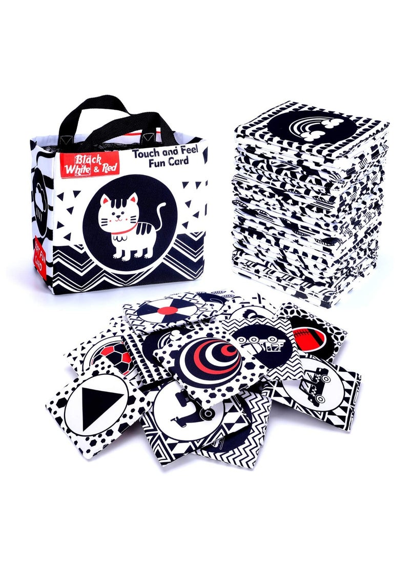SYOSI Black and White Soft Cloth Flash Cards for Babies, Nontoxic Fabric High Contrast Toys Visual Recognition with Storage Bag Early Educational Toy Washable Newborns Toys Gift for Baby 0+ Month(24 Pack)  - Image 1