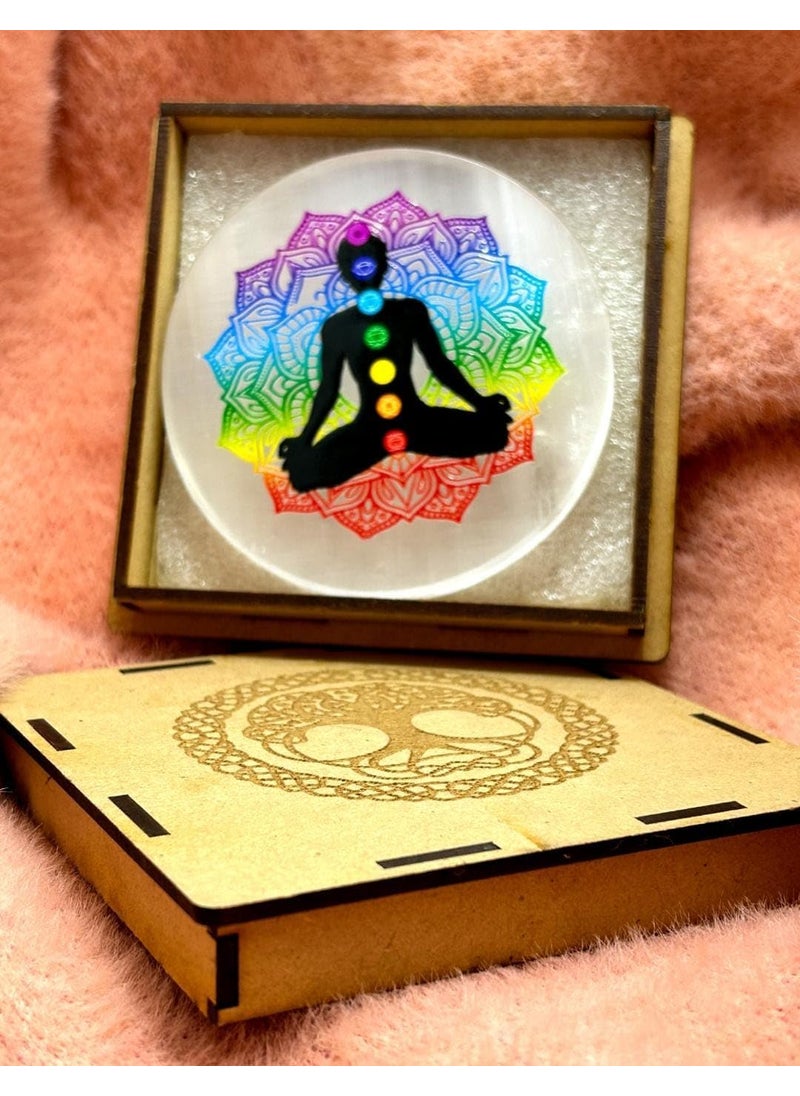 BUYOTA CRYSTAL BUYOTA CRYSTAL Natural Selenite Chakra Symbol Charging with Box Meditating Crystal for Energy Cleansing Aura CleaningChakra Balancing and Meditation Essentials 3Inch  - Image 3