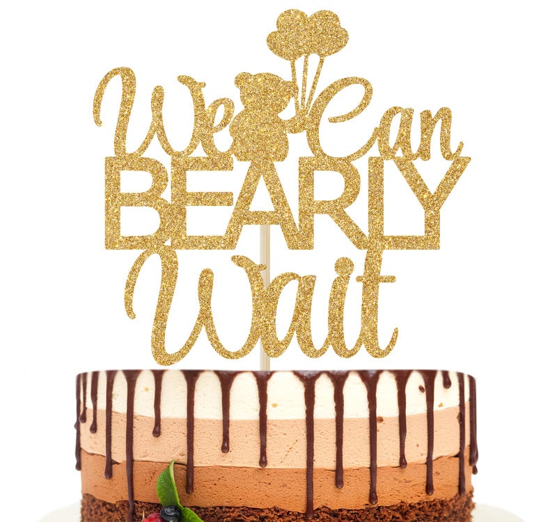 Ferburitar We Can Bearly Wait Baby Shower Cake Topper Baby Bear Theme Baby Shower Gender Reveal Party Decoration Supplies Gold Glitter - Image 2