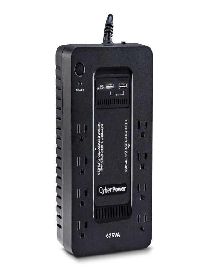 CyberPower نظام UPS احتياطي من CyberPower ST625U، بقدرة 625 فولت أمبير/360 واط، مزود بـ 8 منافذ كهربائية، ومنفذي شحن USB، صغير الحجم - Image 1
