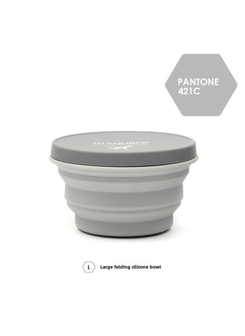 M Square Silicone Folding Kettle Portable Outdoor Camping Open Fire Coffee Tea Card Stove Cookware-Color:Large Gray Bowl (1000mL)-Capacity:Custom