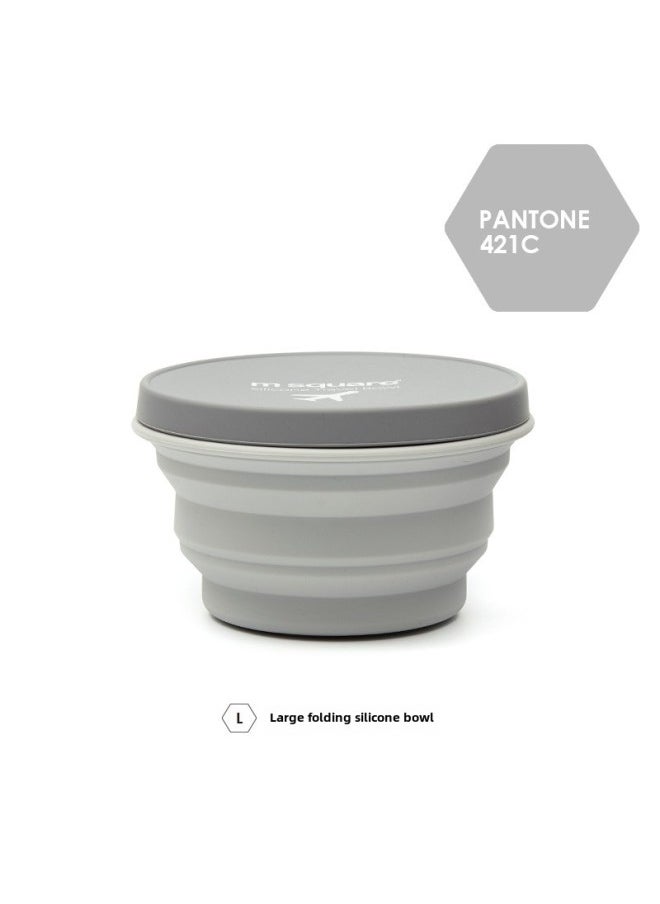 M Square Silicone Folding Kettle Portable Outdoor Camping Open Fire Coffee Tea Card Stove Cookware-Color:Large Gray Bowl (1000mL)-Capacity:Custom