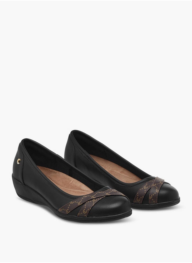 Le Confort Women's Monogram Print Slip-On Shoes with Wedge Heels  - Image 1