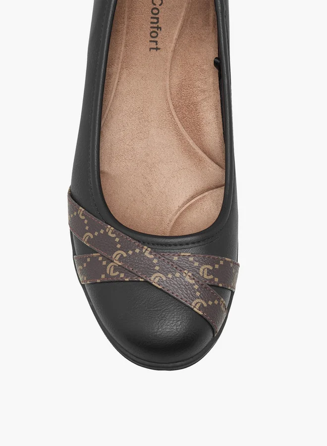 Le Confort Women's Monogram Print Slip-On Shoes with Wedge Heels