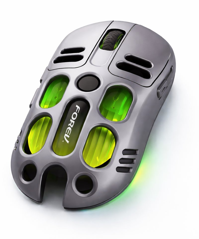 FOREV Wireless Mouse Dual Mode (2.4G + Bluetooth 5.1) Rechargeable Bluetooth Mouse with RGB Backlit, up to 1600 DPI, Type C, Silent Ergonomic Design for Mac Mini PC Gaming Laptop Computer (Grey) - Image 1