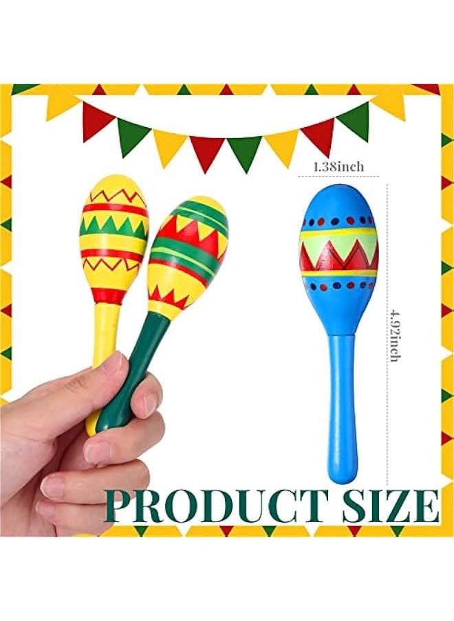 12 Pcs Mini Fiesta Maracas for Adults Cinco De Mayo Maracas Mexican Party Decorations 6 Designs Party Favors for Mexican Party Props, 4.92 x 1.38 Inch  - Image 2