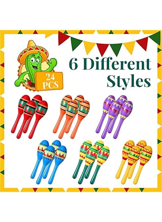 12 Pcs Mini Fiesta Maracas for Adults Cinco De Mayo Maracas Mexican Party Decorations 6 Designs Party Favors for Mexican Party Props, 4.92 x 1.38 Inch  - Image 3