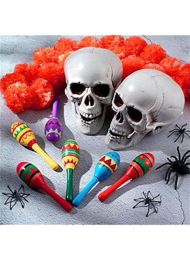 12 Pcs Mini Fiesta Maracas for Adults Cinco De Mayo Maracas Mexican Party Decorations 6 Designs Party Favors for Mexican Party Props, 4.92 x 1.38 Inch  - Image 5