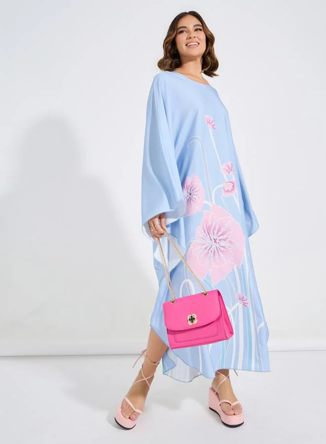 Take Two Floral Print Kimono Sleeves Kaftan