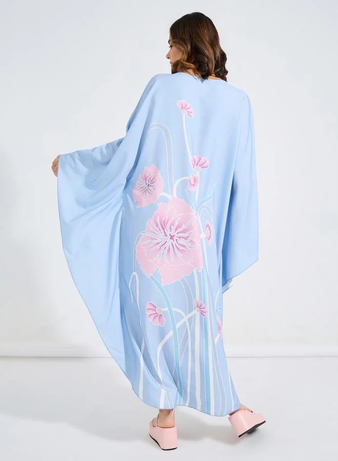 Take Two Floral Print Kimono Sleeves Kaftan