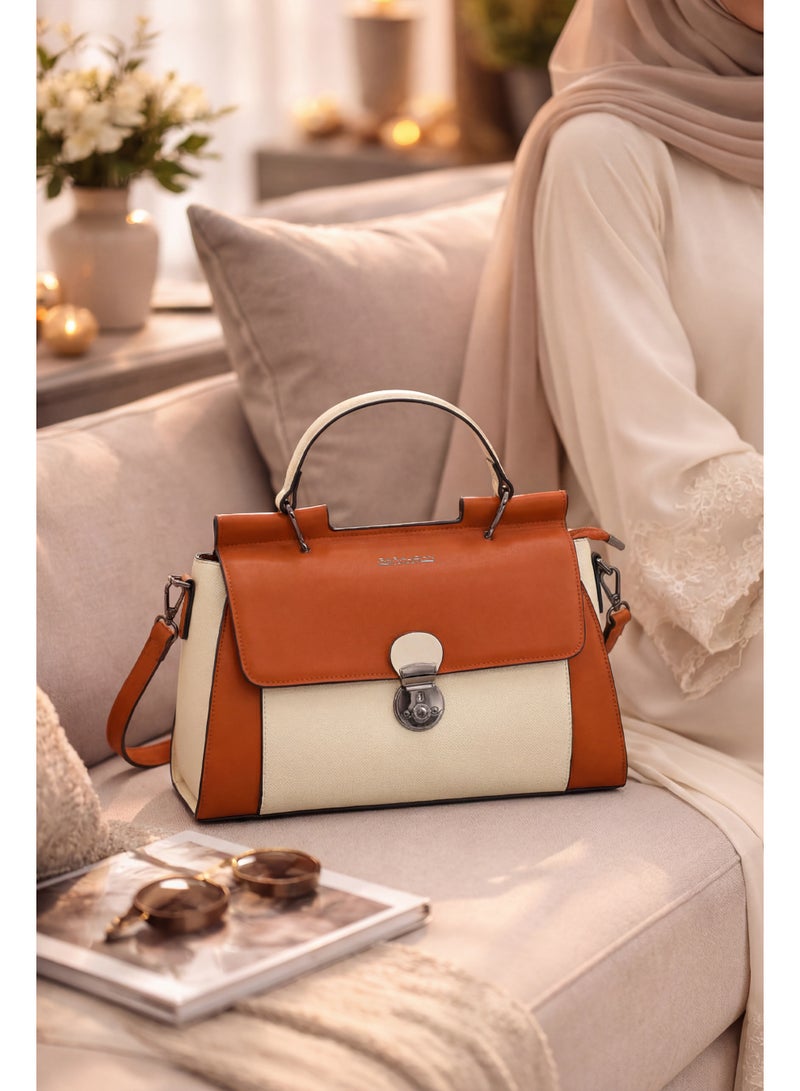 Parajohn Prime Collection Women's Premium PU Leather Handbag with Top Handle & Shoulder Strap, Elegant Lock Closure Tote Bag - - Image 5