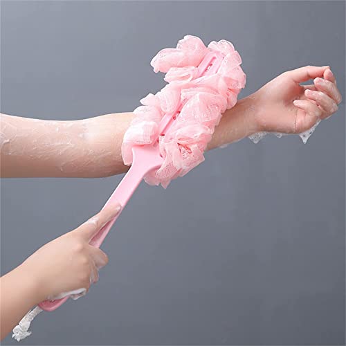 Style Homez AMAZER, Super Soft Shower Sponge Loofah Back Body Scrubber with Long 44cm Handle Pink Color, Bath Essentials by Style Homez - Image 2