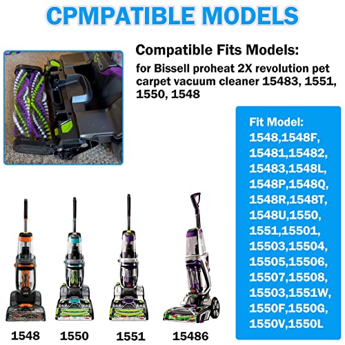 ATUOE Vacuum Belts Replacement for Bissell ProHeat 2X Revolution Pet Carpet Cleaner, Vacuum Cleaner Belts Replace Parts 1606418, 1606419, Fit Models: 1548, 1550, 1551, 1548F,15483,1551W Series - Image 3