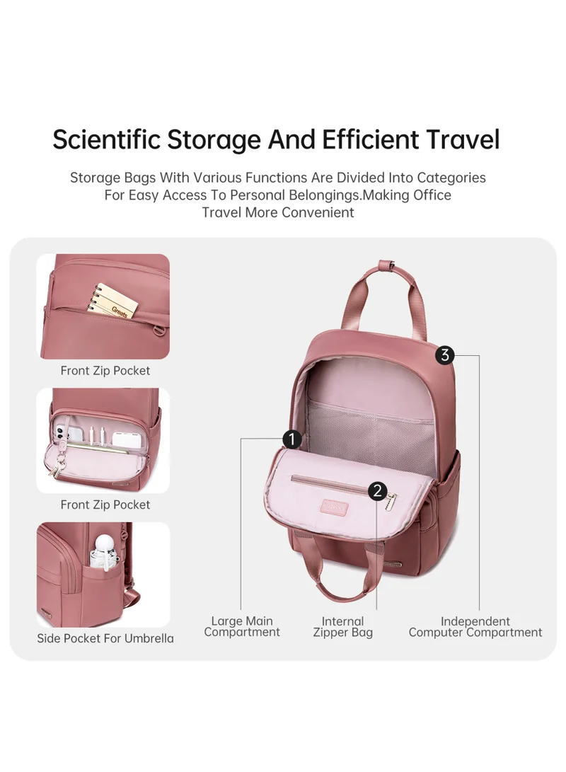 Chantria  Premium Nylon Laptop Daypack for Women Water Resistant Durable Multifunctional Anti-Theft Backpack for Casual/Office/School/College, CB00778-Nostalgia Rose for Women | Best Price UAE