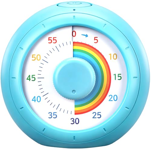 Nixroork Visual Timer for Kids, 60-Minute Silent Countdown for Classroom, Home, Office, Kitchen, Rainbow Pattern Desk Timer, Time Management Tools with Silent Operation, Pomodoro Timer - Image 1