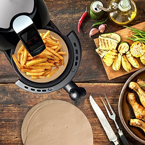 Vancens 100pcs Unbleached Air Fryer Liners, 9inch Bamboo Steamer Liners, Vancens Premium Perforated Parchment Steaming Paper Rounds, Non-stick Steamer Mat, Perfect for 5.3 & 5.8 QT Air Fryers/Baking/Cooking - Image 2