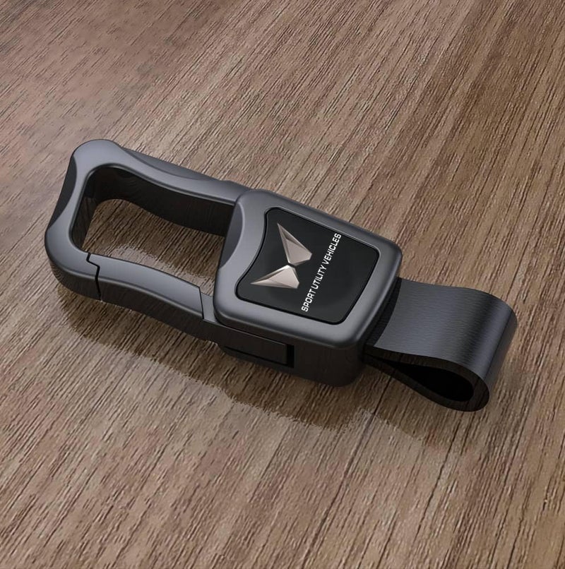 Greenworld Premium Scratch-Proof Keychain/Keyring with Car Brand Name Logo | Durable Metal Keyring for Cars & Bikes with 2 Color Strap (MAHI_N_D_R_a) - Image 1